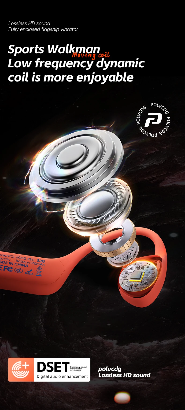 POLVCDG Knochenleitungs-Kopfhörer IPX8 Wasserdicht 32GB Speicher Bluetooth 5.4 Silikonmaterial 2024 Neues Produkt X16 – Detail 14
