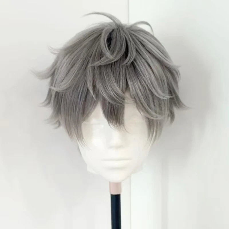 

Anime Izumi Sena Cosplay Wig Medium Grey Short Hair Heat Resistant Synthetic Fiber with Rose Net Anime Cosplay Wig For Men