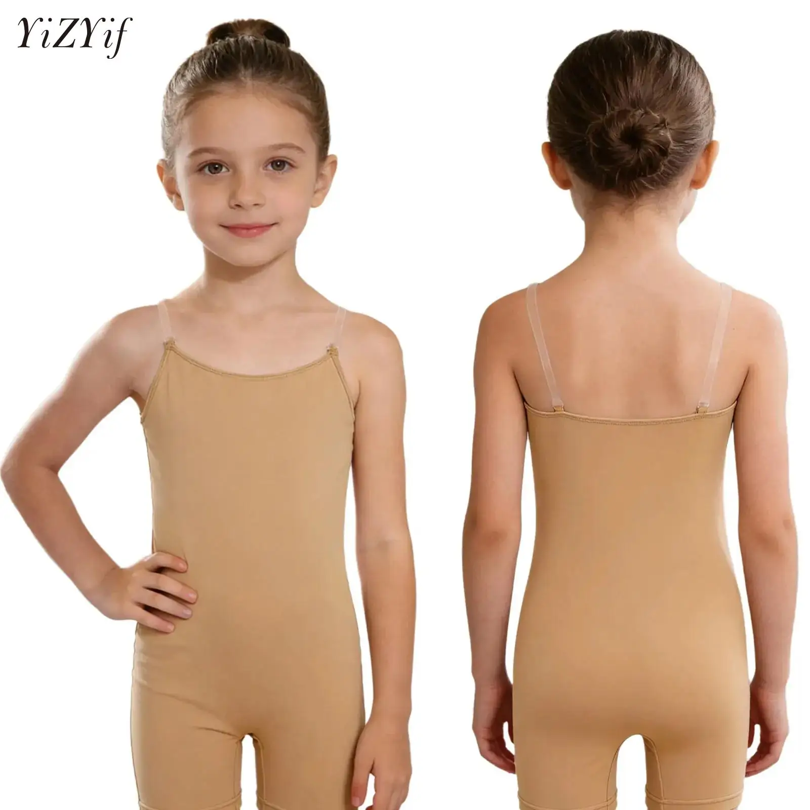 

Girls Nude Seamless Camisole Undergarment Leotard Dress Detachable Adjustable Shoulder Straps for Gymnastics Figure Skating