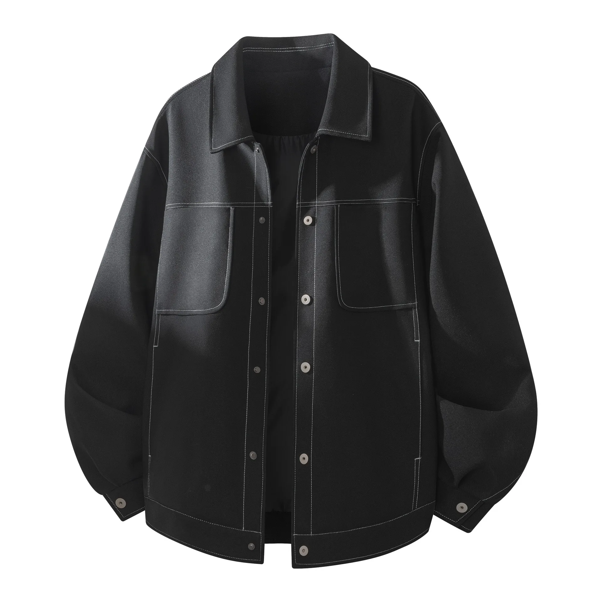 

Мужская джинсовая куртка на весну-осень, тонкая, однобортная, с отложным воротником, свободного кроя, простая, универсальная, с длинными рукавами, мужская верхняя одежда