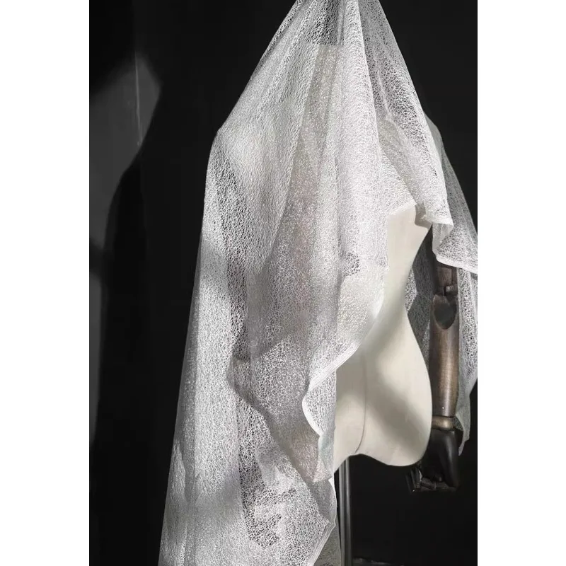 

170cm Wide,Black and White Mesh Lace Hollow Transparent Fabric Handmade DIY Clothing Formal Dress Wedding Decoration Accessories
