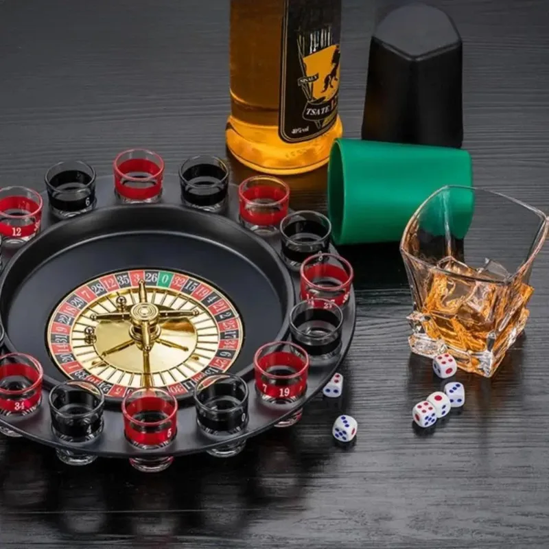 Drinking Roulette Game Set Russia Turntable Shot Glass Turntable Ktv Party Games Wine Glasses And Tables Hole game