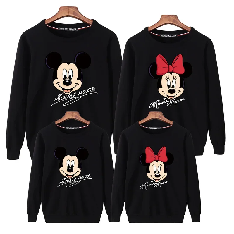 Family Matching Clothes Cartoon Mickey Minnie Mouse Sweatshirts Mother Daughter Father Son Long Sleeve T-shirt Top Mommy Clothes