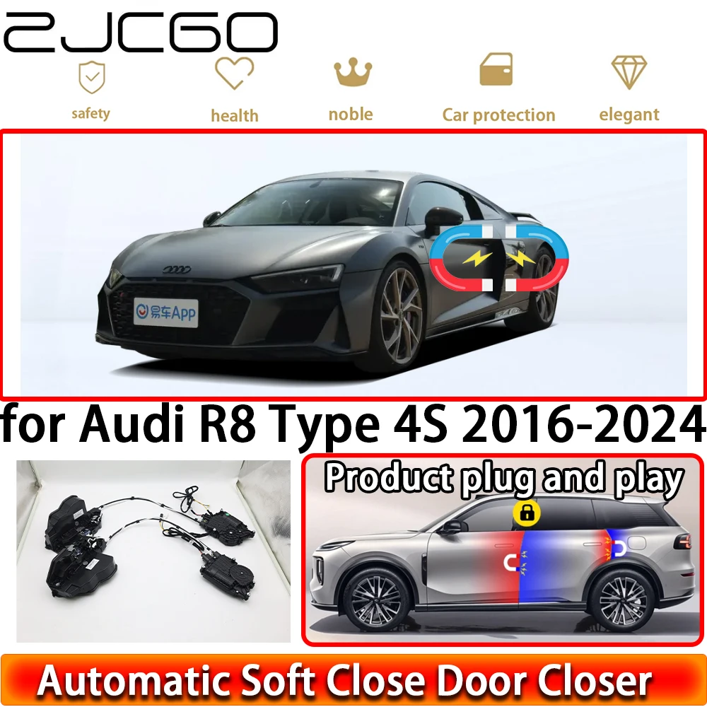 

ZJCGO for Audi R8 Type 4S 2016-2024 OEM Car Soft Close Door Kit Power Closing Latch System Auto Pull Door Easy Close Plug & Play