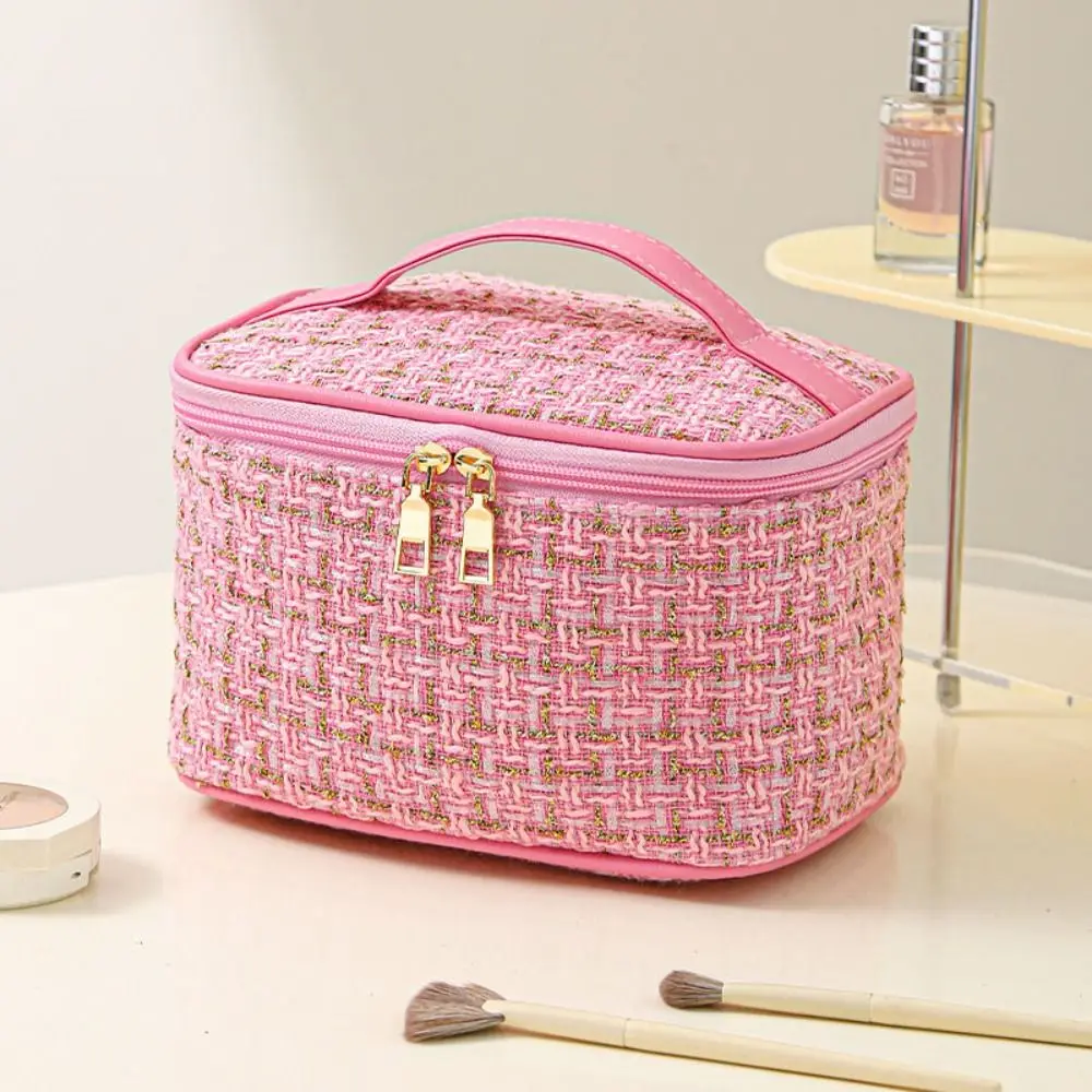 Bolsa de cosméticos de gran capacidad para mujer, organizador de almacenamiento de artículos de tocador, bolsa de belleza, estuche de maquillaje impermeable plegable de viaje para niñas, bolso de mano