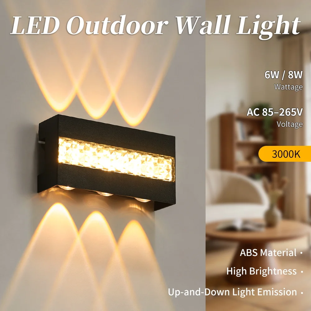 

Светодиодный настенный светильник CANMEIJIA 85-265В, декоративный, для сада, гостиной, террасы, теплый свет, для улицы и помещений, трехстороннее свечение