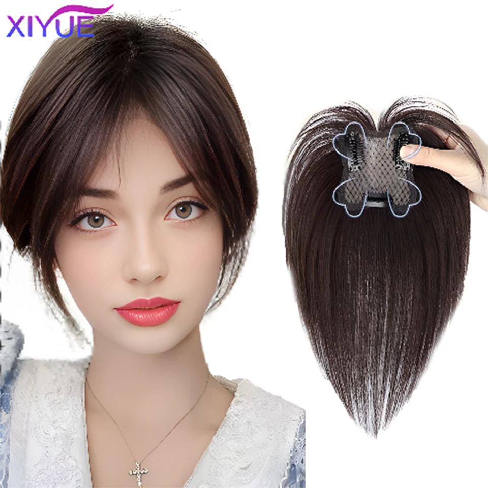 XIYUE parrucca con frangia da donna naturalmente soffice e senza tracce toppa per capelli