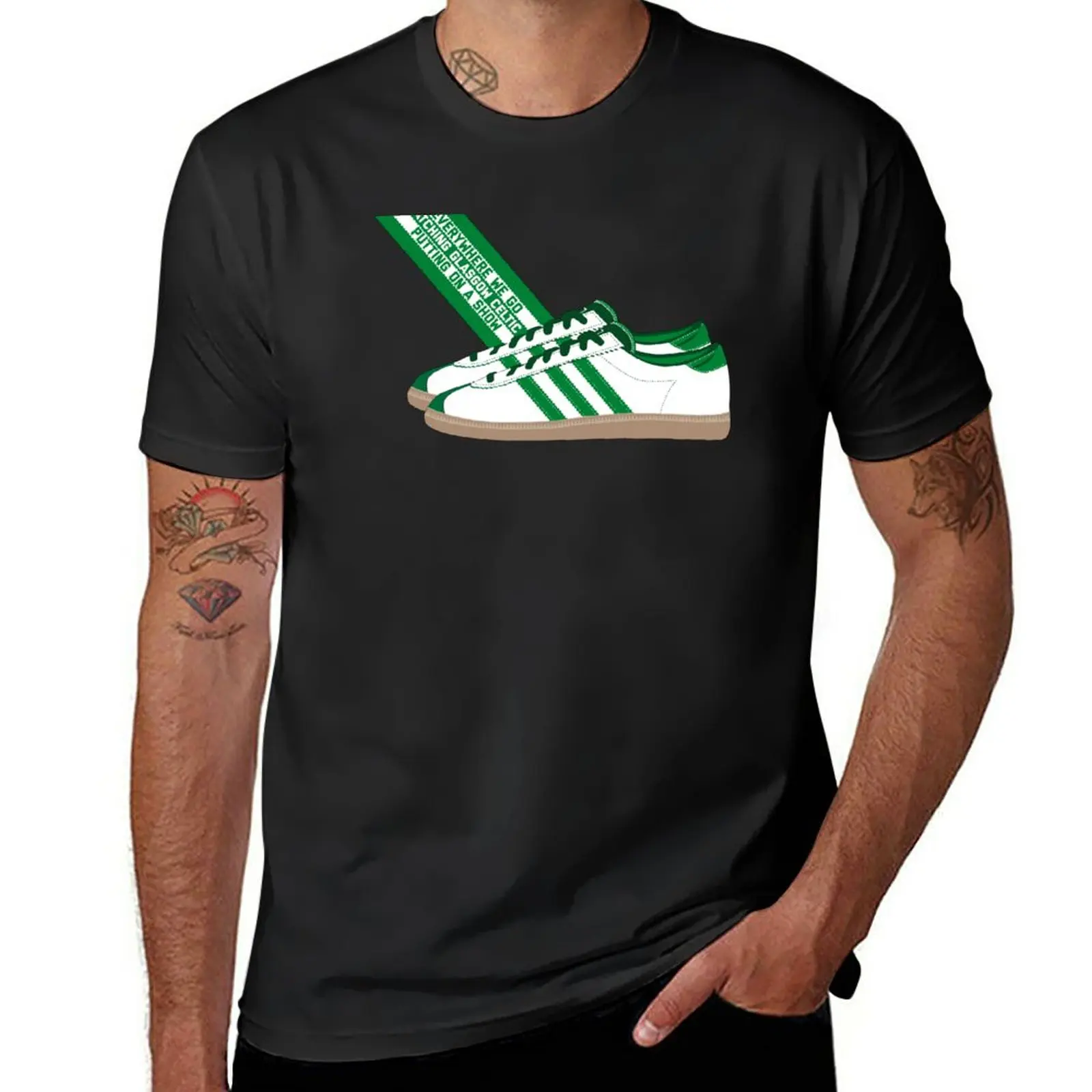 New Everywhere We Go, Watching Glasgow Celtic, Putting On A Show T-Shirt heavyweight t shirts black t shirts for men