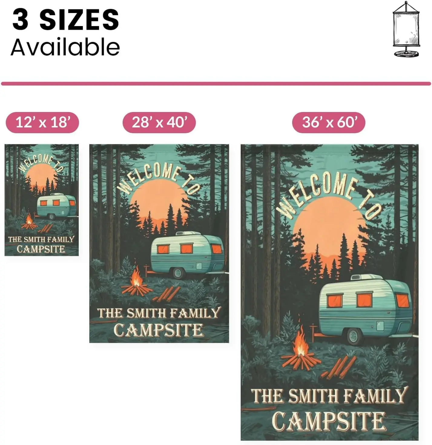 علم حديقة التخييم الشخصي مخصص مرحبًا بكم في موقع المخيم الخاص بنا علم Rv لساحة المنزل راية المنزل في الحديقة ترحيب Outdo FFI