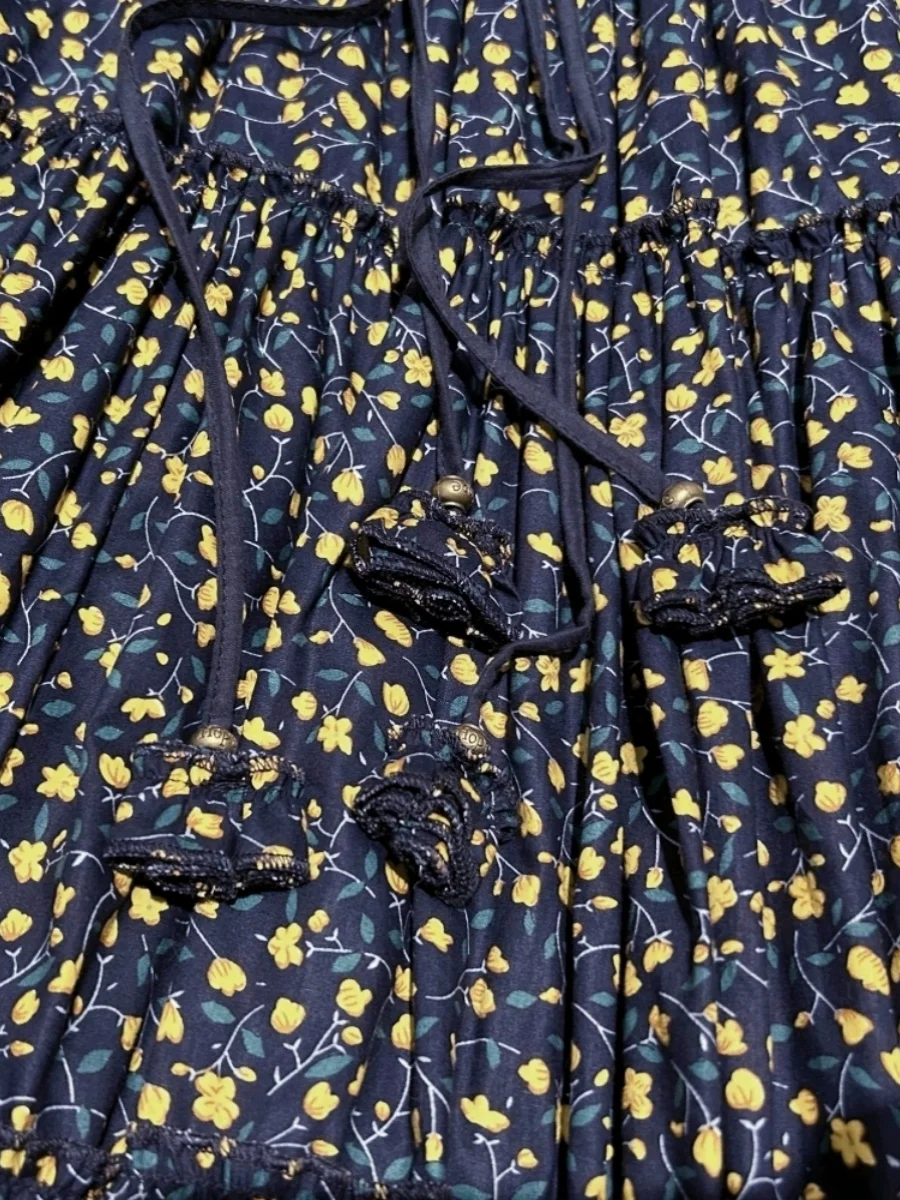 Free Shipping 2024 New Fashion Long Maxi A-line Elastic Waist Women Summer Spring S-2XL Cotton Poplin Print Big Hem Skirts
