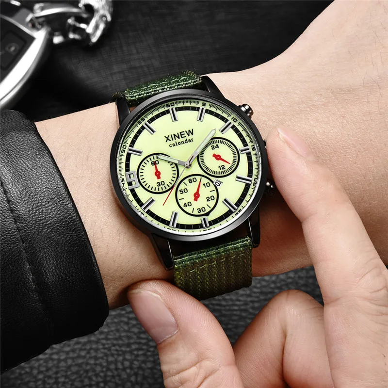 XINEW-reloj analógico de cuarzo para hombre, accesorio de pulsera de cuarzo resistente al agua con calendario, complemento deportivo masculino de marca de lujo con diseño militar, diseño informal y a la moda, 2024