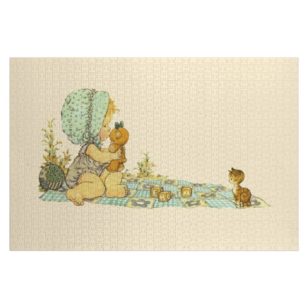 

Sarah Kay - Carpet with toys and kitty Jigsaw Puzzle Adult Wooden Custom Gift Name Wooden Toy Wooden Decor Paintings Puzzle