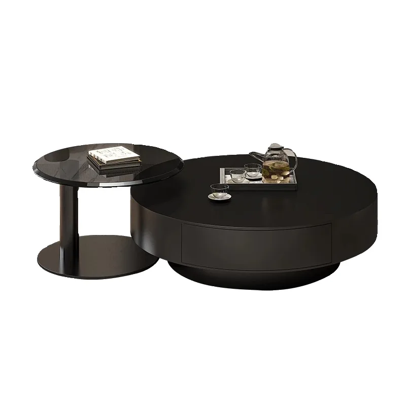 

Coffee table living room 2024 new model, home light luxury, high-end Italian minimalism, round black coffee table