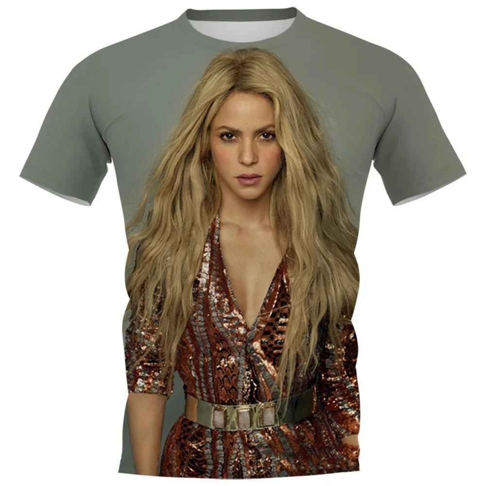 Summer New Singer Shakira 3D Print T-Shirts Streetwear Men Women Fashion Oversized Short Sleeve T Shirt Kids Tees Tops Clothing