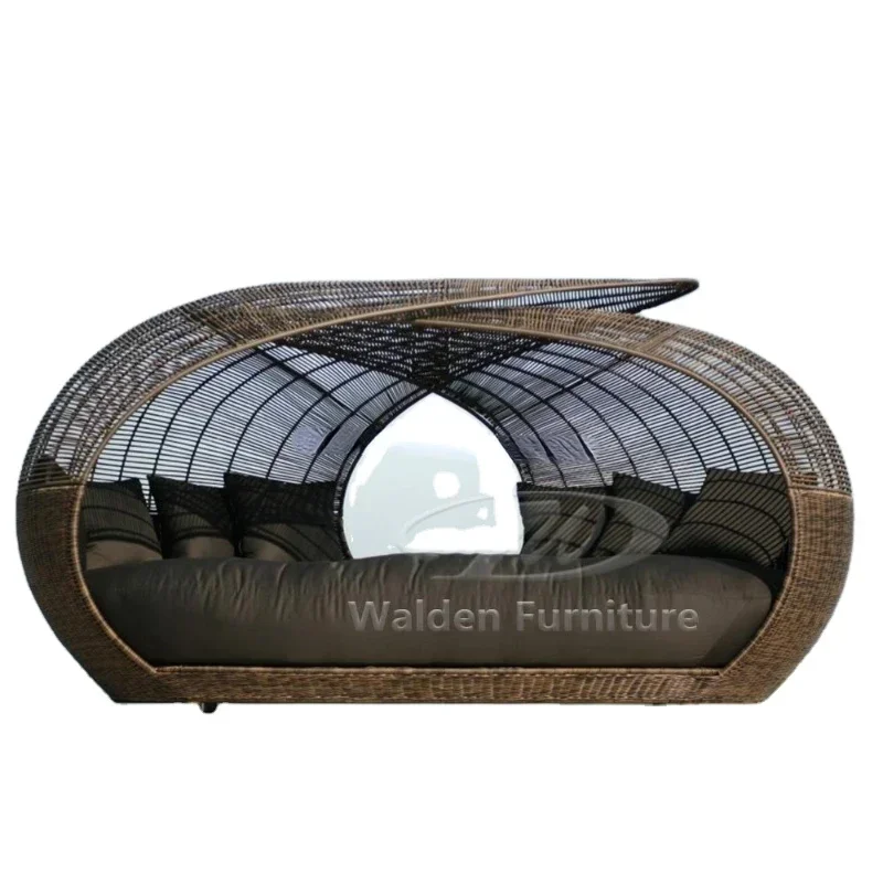 Outdoor big round rattan wicker garden furniture daybed/sun lounger