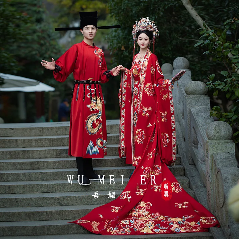 

Свадебная одежда Song Hanfu, новинка 2024, шапка и халаты, китайское платье, грудь для тяжелой промышленности, традиционная женская одежда Han