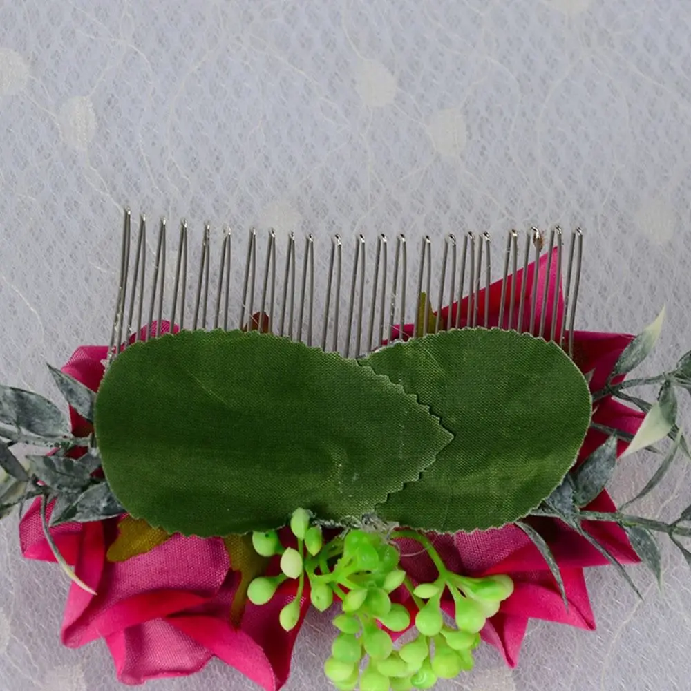 Tocado de seda doble romántico, peine de flores rosas, accesorios de boda, horquilla nupcial, pinza para el cabello