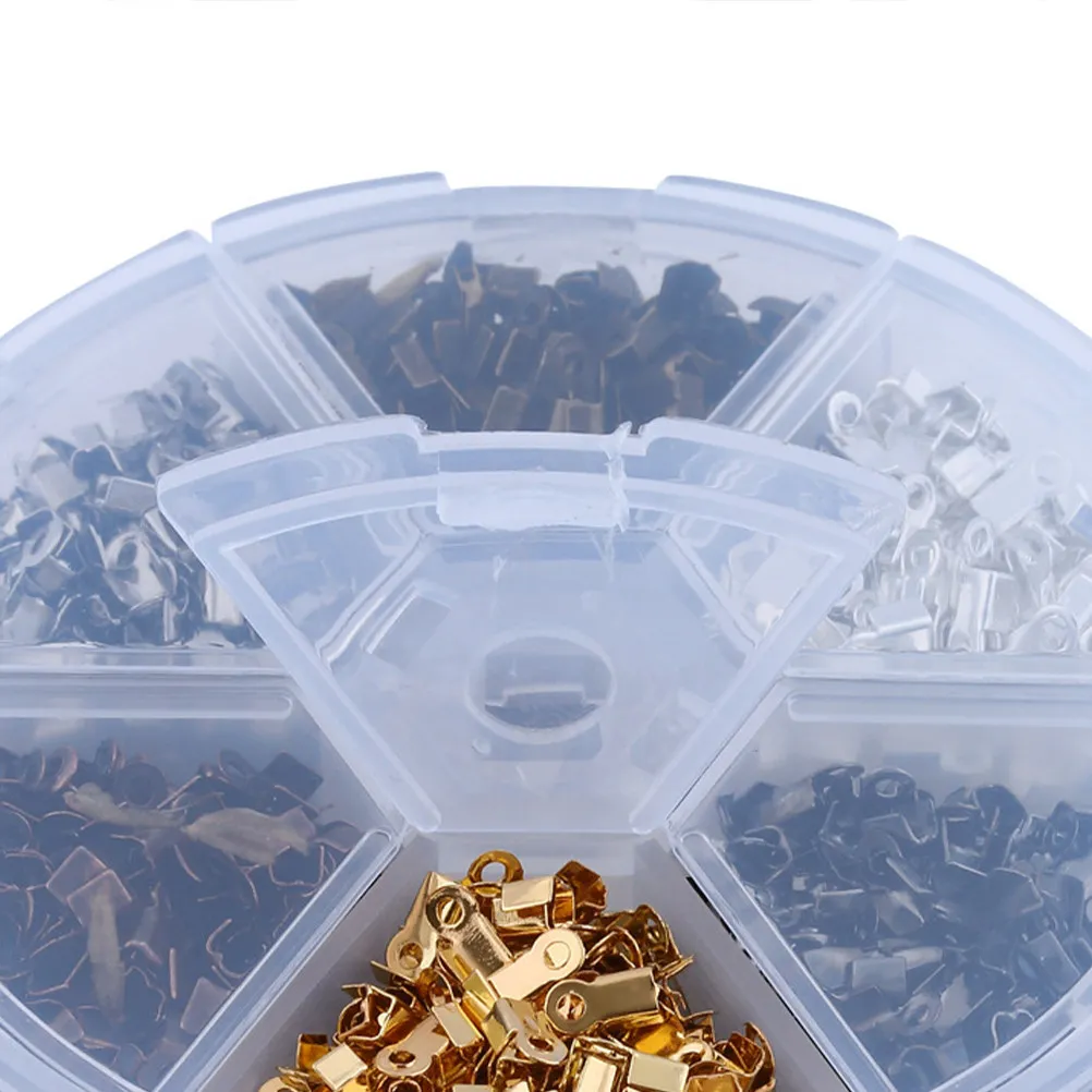 

1380Pcs Hand Chain Clasp Accessories 6 Colors Positioning Loose Beads Alloy Tube Crimp Ends Caps Spacer for Jewelry Making DIY