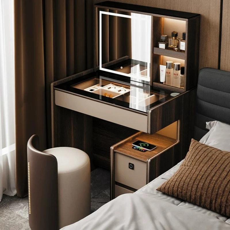 Hidden Black Vanity Makeup Desk Light Elegant Luxury Modern Dressing Table Storage Closet Coiffeuse De Chambre Furniture Room