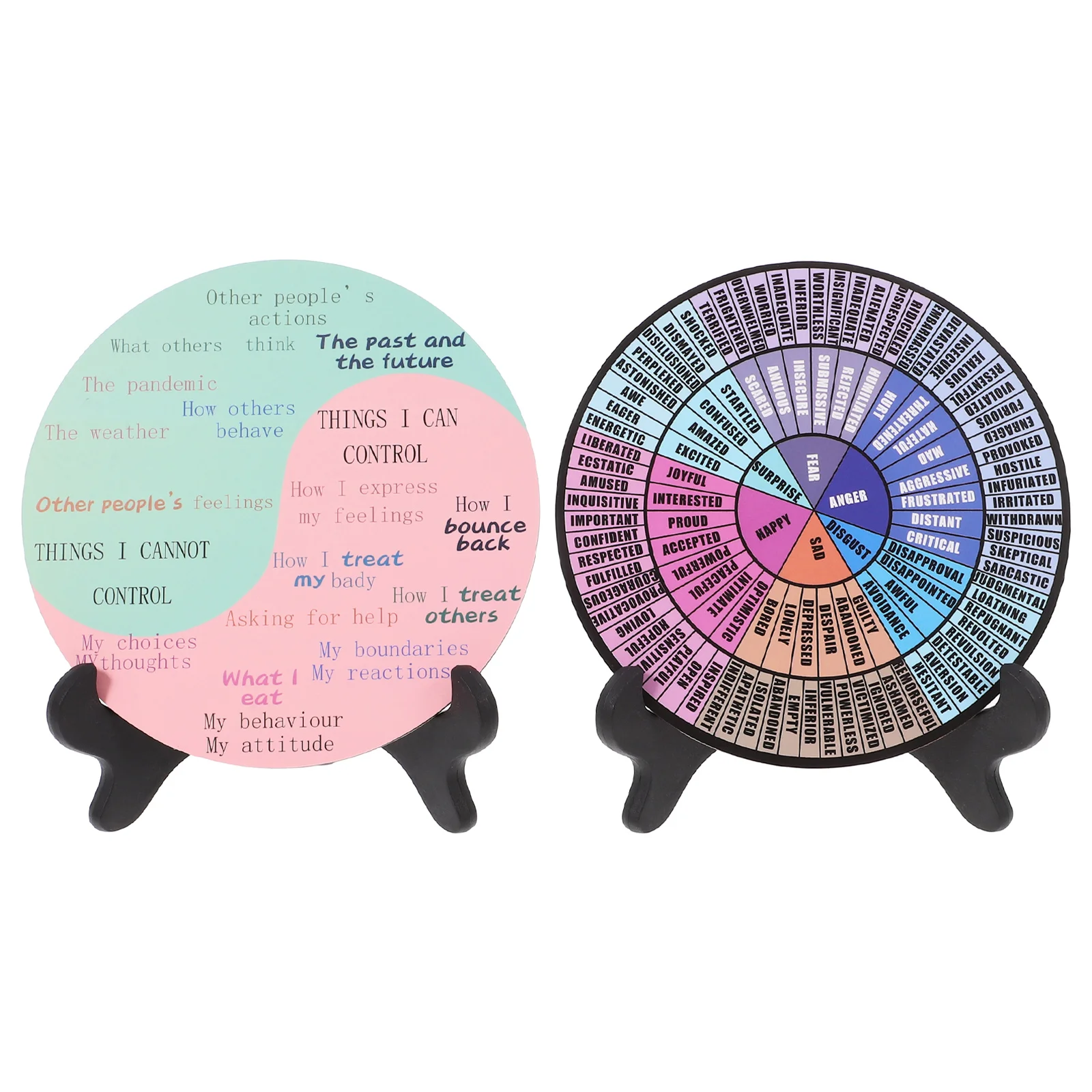 Rotating Emotion Wheel Charm, Enfeites de Escritório, Emoções Decor, Sentimentos Rotating, 2 Pcs