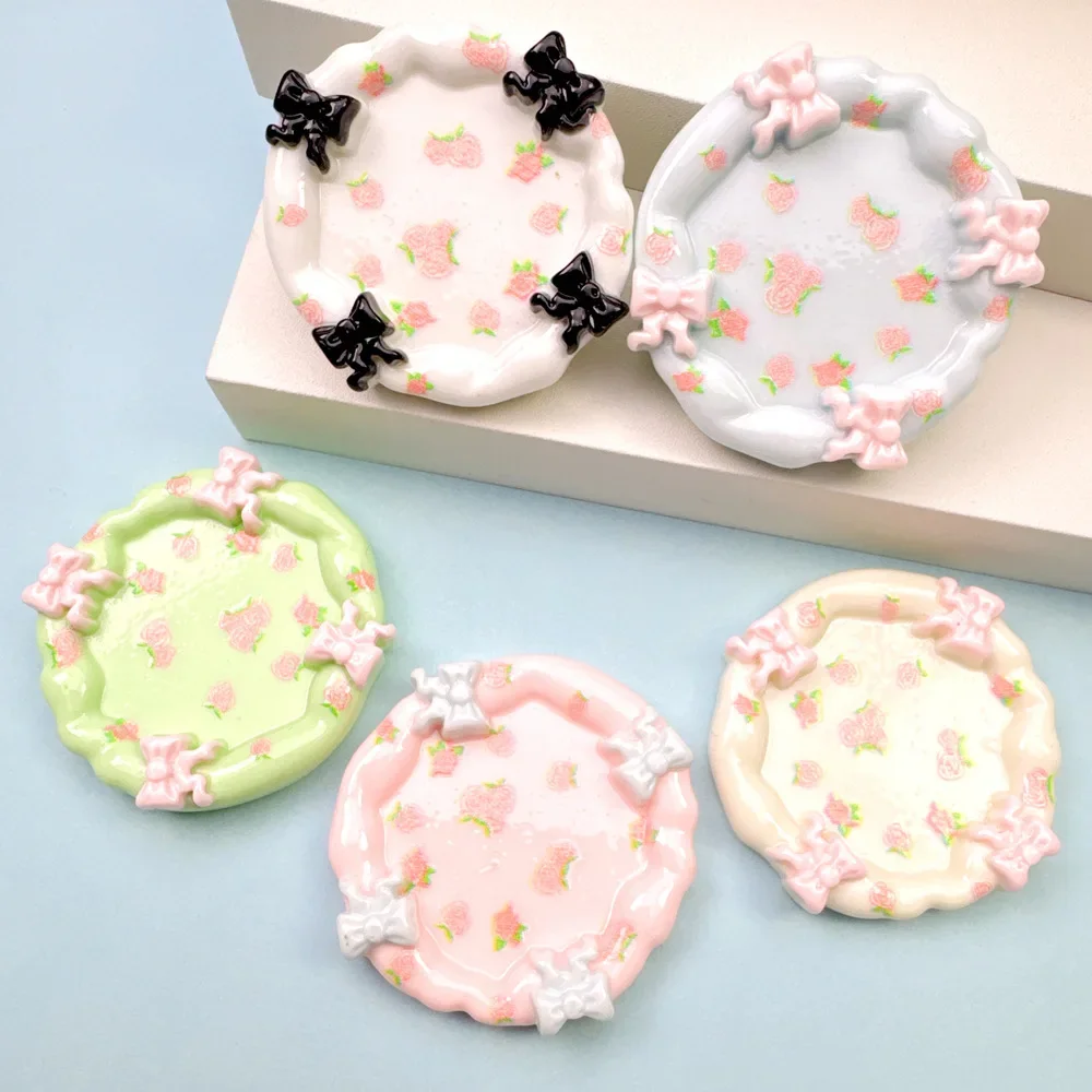 Kawaii Resin Round Flower Plate Flatback Cabochon for DIY Happy Party Phone Case Decoration Jewelry Making Craft Supplies Charms