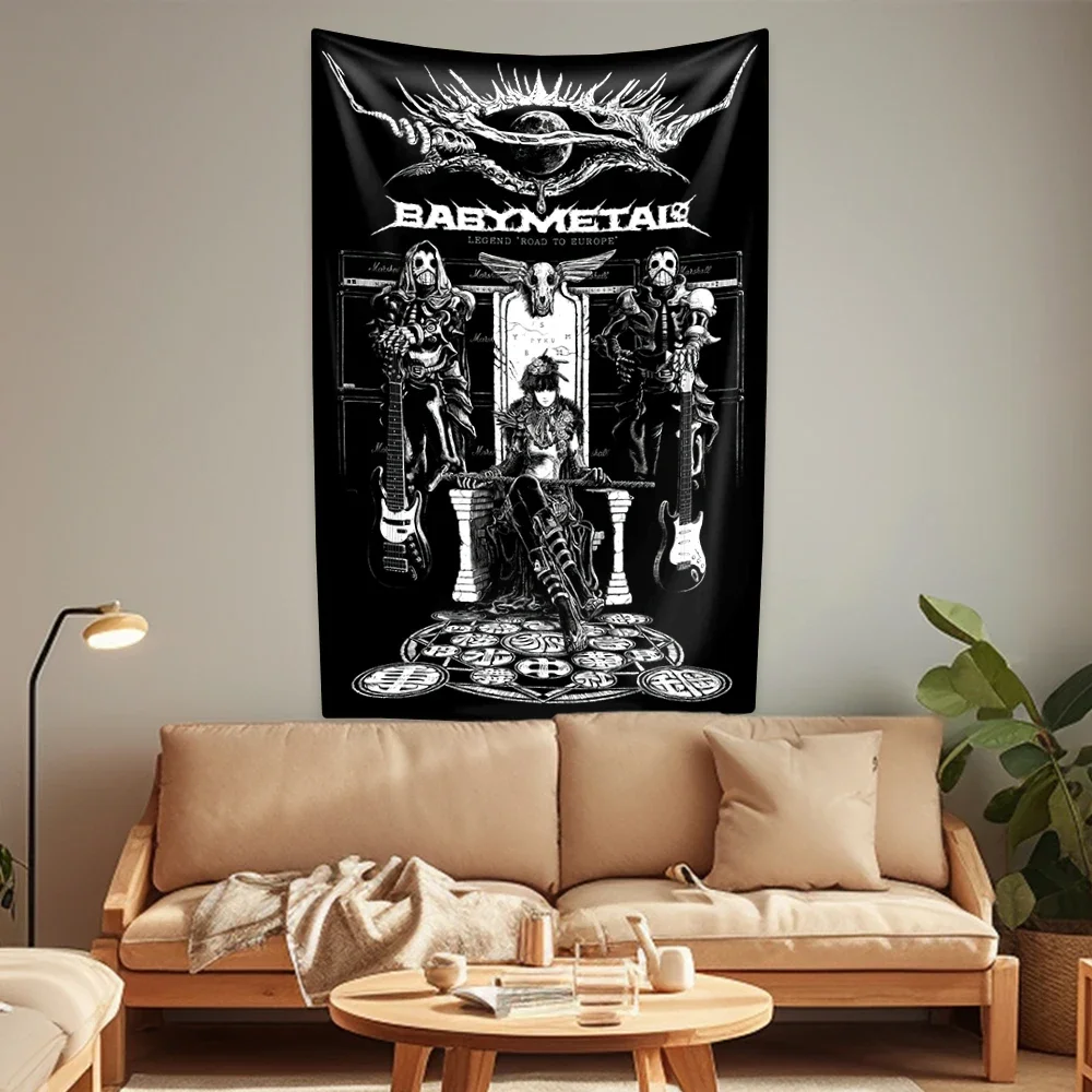 1 قطعة الفرقة المعدنية البوب اليابانية نسيج Babymetals الجدار الشنق ديكور المنزل جماليات عنبر خلفية حفلة صديق الهدايا