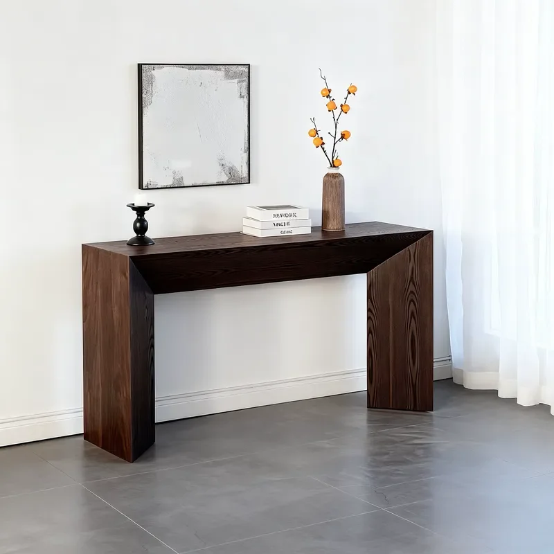 Narrow Italian Porch Table Against Wall Entryway End View Table Modern Simple Household Black White Fireplace Cabinet High