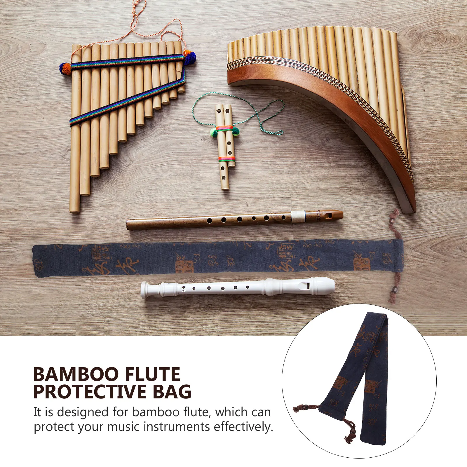 

Instrument Box Flute Protection Bag Cotton Linen Storage Carrying for Musicians