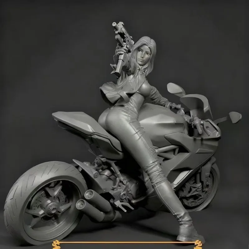 Kit de modèle d'assemblage de figurine en résine, moto femme super cool, l'inventaire à la main, non assemblée et non peinte, livraison gratuite, 1/24, 75mm