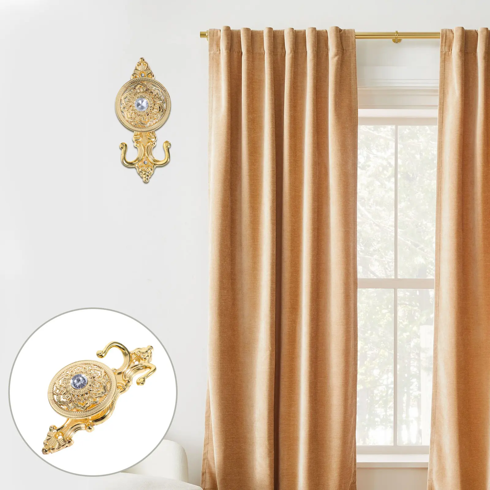 2Pcs Curtain Hooks Elegant European Style Cloud Pattern Metal Curtain Wall Hooks Decorative Holdbacks for Living Room Bedroom