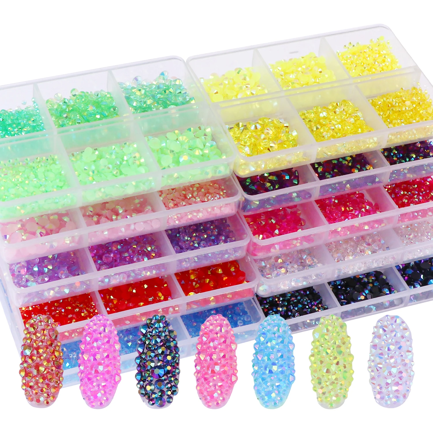 2700Pcs/Box 2/3/4mm AB Jelly Nail Rhinestones Resin Flatback Clear Nail Gem Stone for DIY Nail Art Decoration Accessories