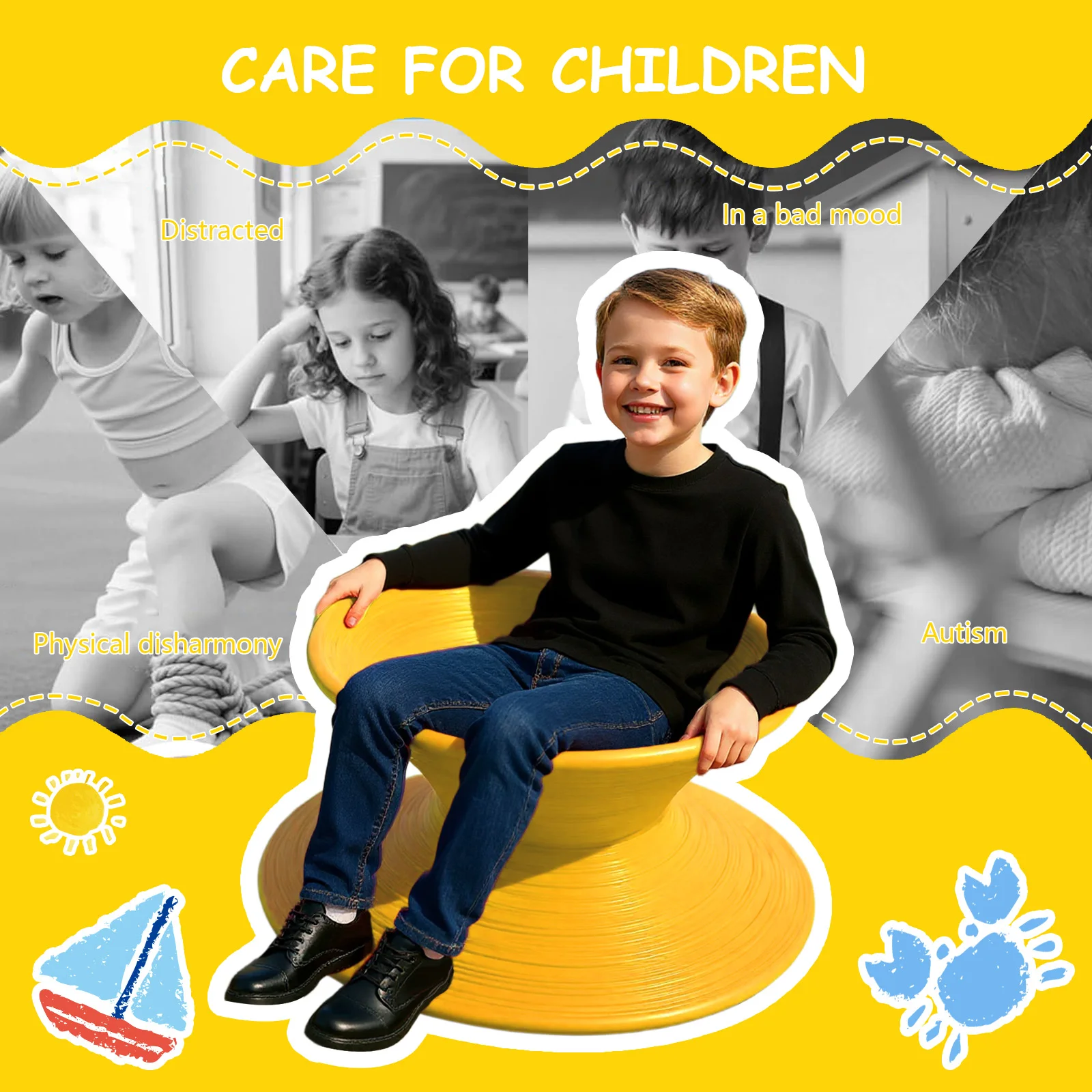 360 °   مقعد دوار 360 درجة كرسي جيروسكوب دوار مقعد حسي دوار لملعب الفناء الخلفي أو مول