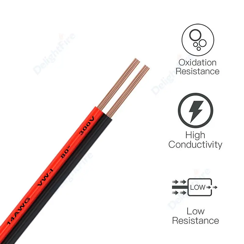 14AWG 2 Pin Red Black Cable UL2468 Power Lines Flexible Copper Electrical Wire For Solar Panel Inverter Battery Car Automotive