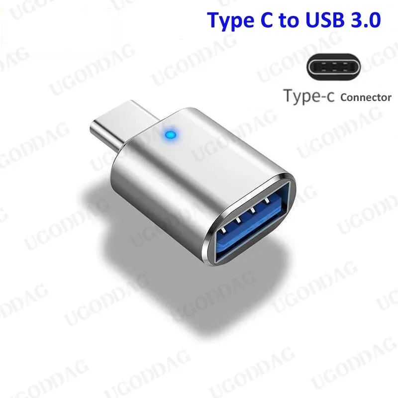 Tipo C para USB 3.0 Conector, Adaptador OTG, Conversor macho para fêmea, Laptop, Celular, Transferência de dados