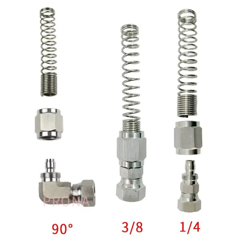 

1Pcs Stainless Steel Threaded 1/4 3/8 Pneumatic Fittings Tool Paint Spray Gun Compressor Hose Fitting Tee Spring Connector Pipe