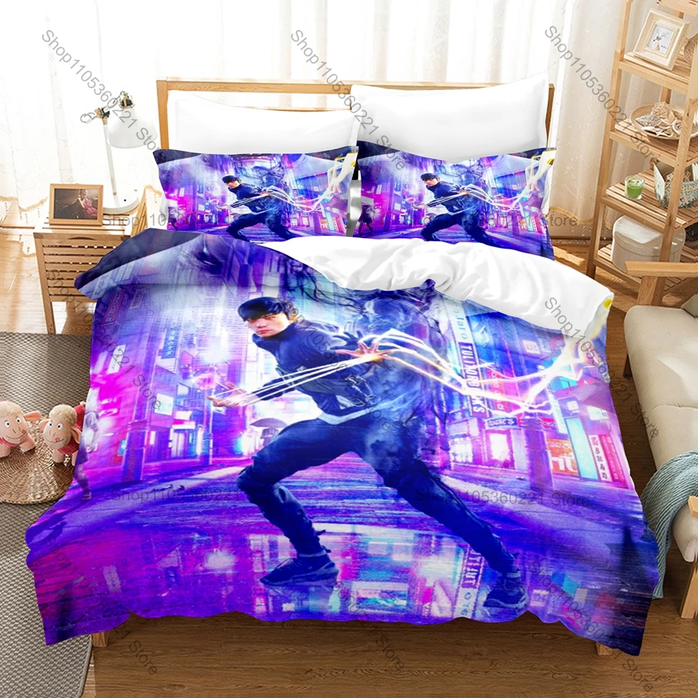 Cool Icon Akito Warrior Graphic Ghostwire Tokyo Gaming Bedroom Decor Bedding Duvet Cover + 2 Pillowcases Horror Game Fan Room De