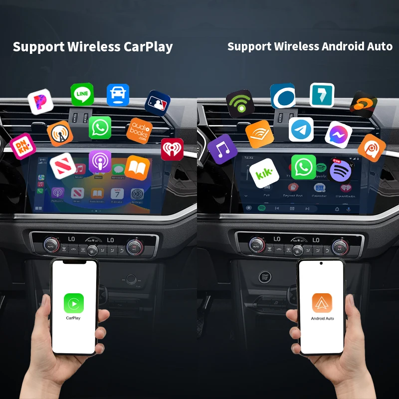 Wireless CarPlay Android Auto for Audi Q3L MIB3 2019-2024 with Mirror Link AirPlay Navigation Functions Support Rear Camera Box