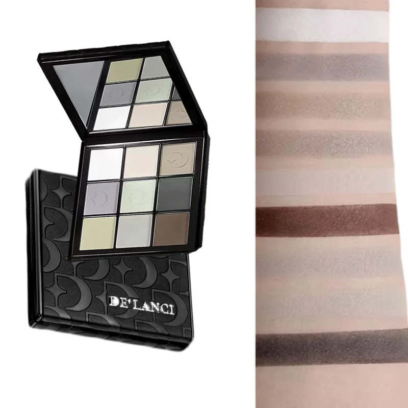 

DE'LANCI 9-цветная палитра теней для век, пудра, полностью матовая, мягкая, гладкая, готическая, дымчатая, с низкой насыщенностью, легкий стойкий макияж глаз