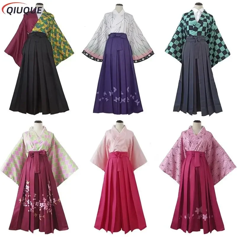 Kamado Tanjyrou Nezuko Kochou Shinobu Tomioka Giyuu Kanroji Mitsuri Tsuyuri Kanao Cosplay Costume Kimono Dress Anime Suit