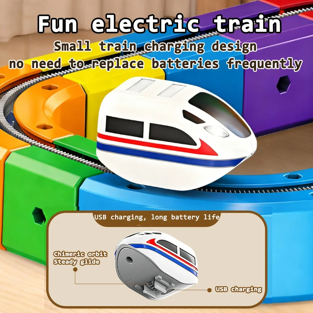 

Electric Train Set, Flexible Race Track, 3D Embedded Layouts Train Track Set, Rail Cube Building Toy, Children's Christmas Gifts