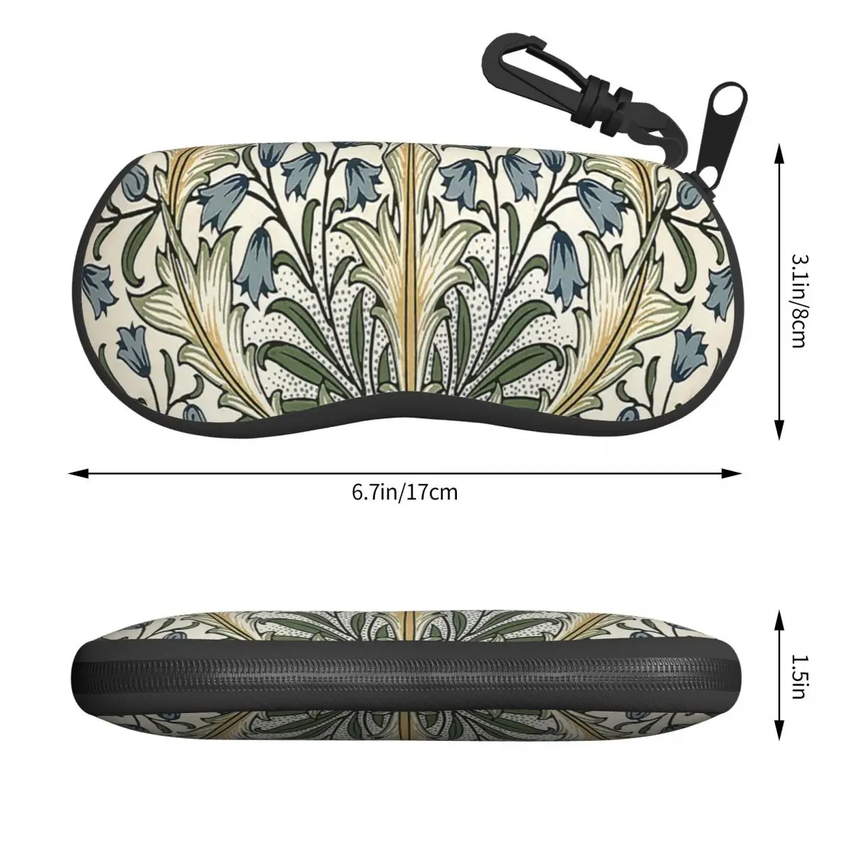 William Morris Sunglasses Soft Case Neoprene Zipper Floral Textile Pattern Shell Eyeglass Case Custom Protective Box For Glasses