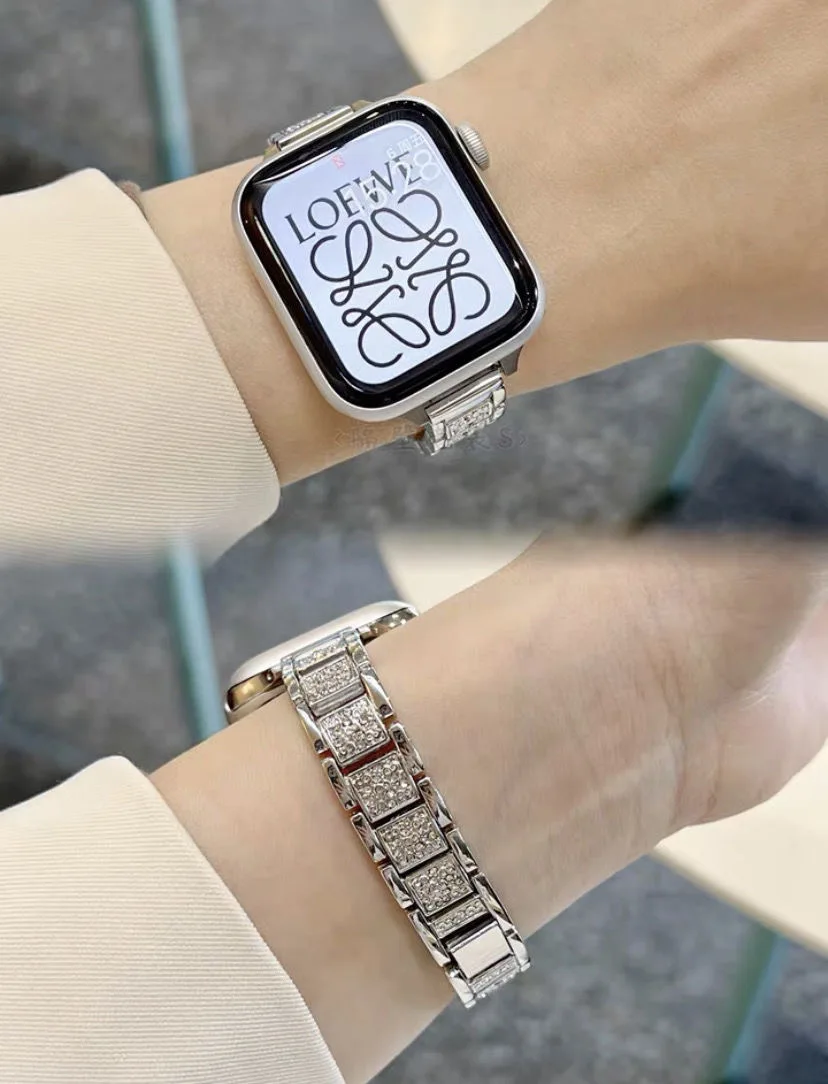 Xiaoxiangfeng-Bracelet en diamant fin, Convient pour Applewatch8 Apple iwatch765432SE Full Diamond Ultra