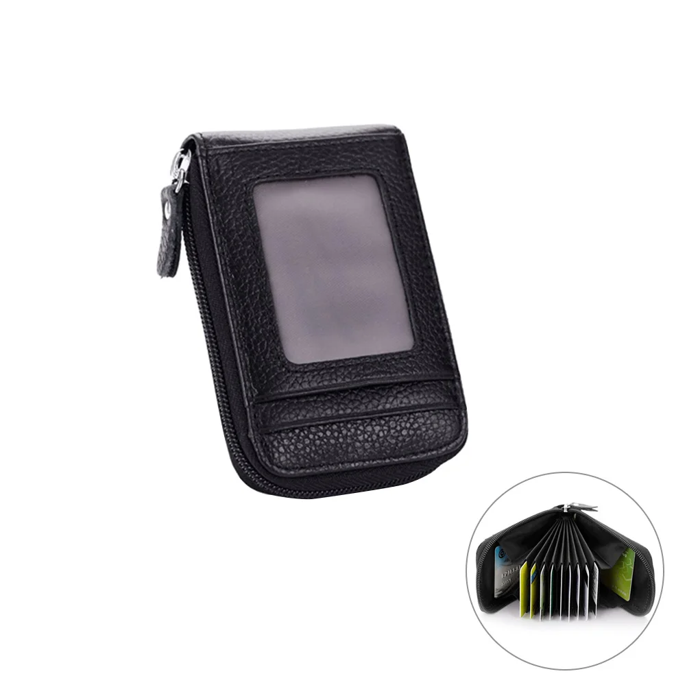 

Credit Case Organizer 9 Pockets Small Change Compartments Zip Security Travel Wallet Black Bag