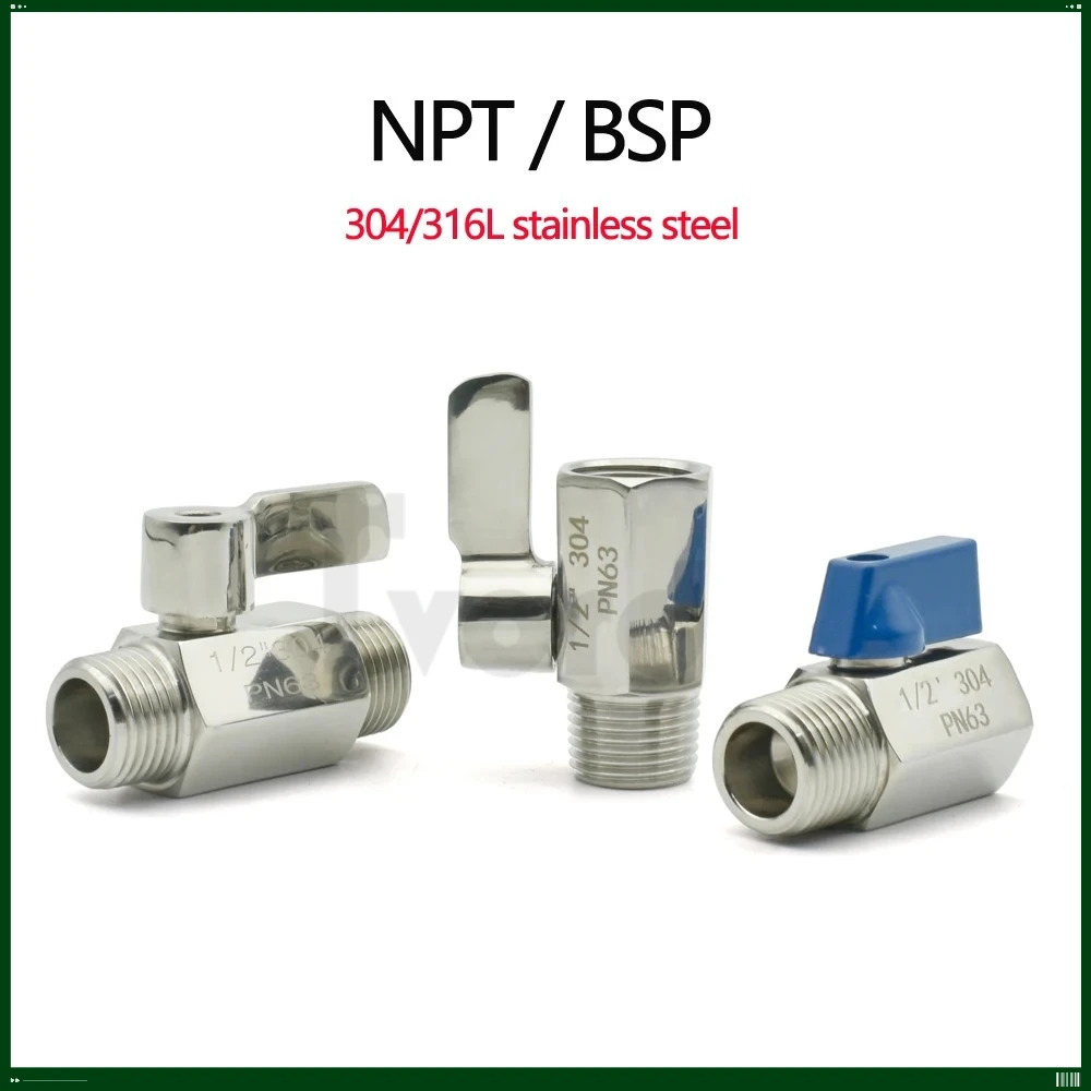 

1/8 - 3/4 "NPT/BSP Thread SS304/316L Mini Ball Valve DN6-DN20 Mini Ball Valve, Self-made Water Oil Bi-directional Ball Valve