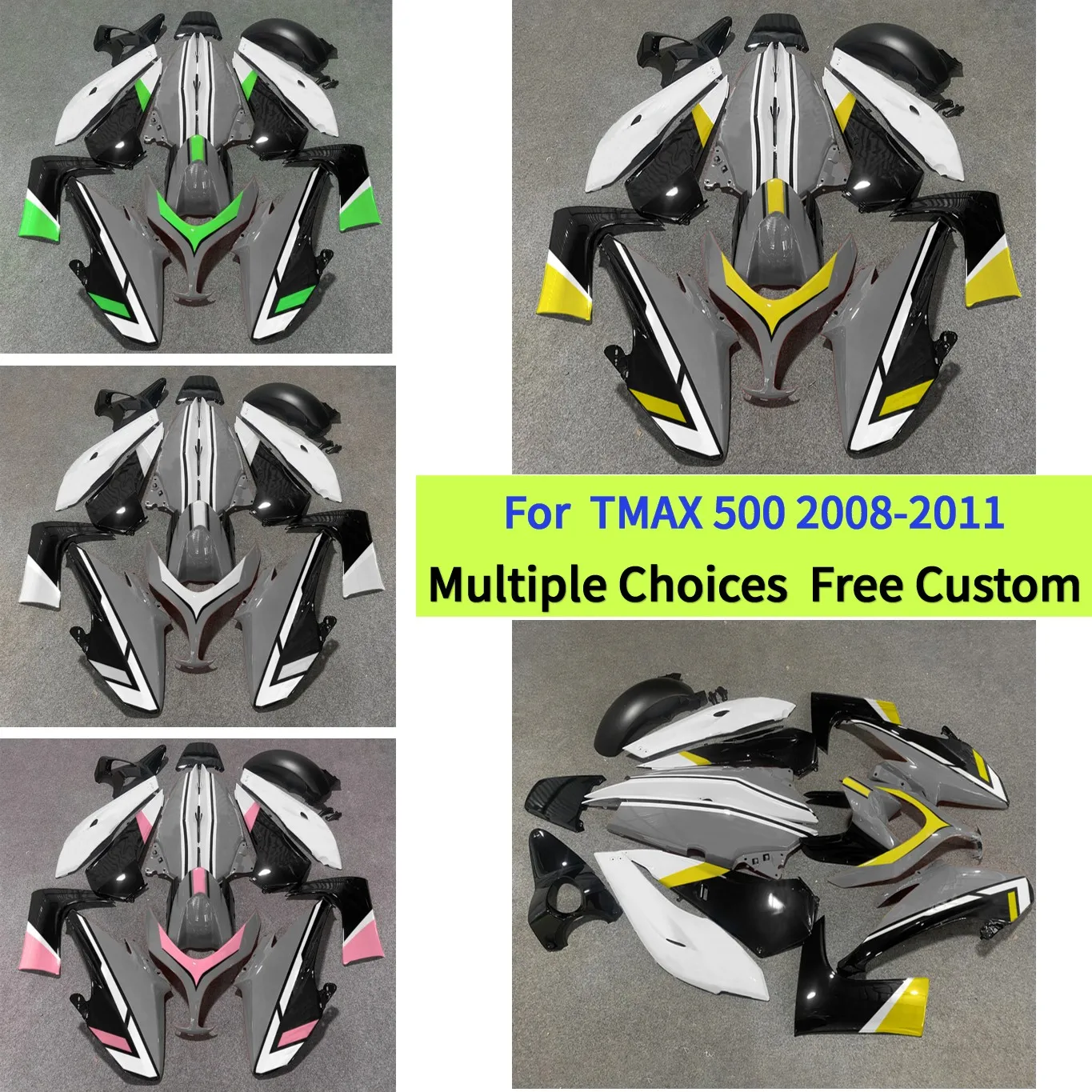 ABS Fairings Kit صالح لياماها سكوتر T-Max 500 2008 2009 2010 2011 TMAX500 هيكل السيارة مجموعة مخصصة