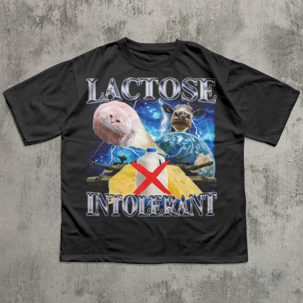 

Lactose Intolerant Funny Cat Meme T-shirt Lactose Shirt Stupid Gifts Silly Cats Tee Weird Tshirt, Food Tees Kitten T-shirt