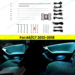 21 Colours LED Ambient Light For Audi A6 C7 2012-2018 Car Indoor Decoration Atmosphere Lamp MMI Bluetooth APP Control Refit Part