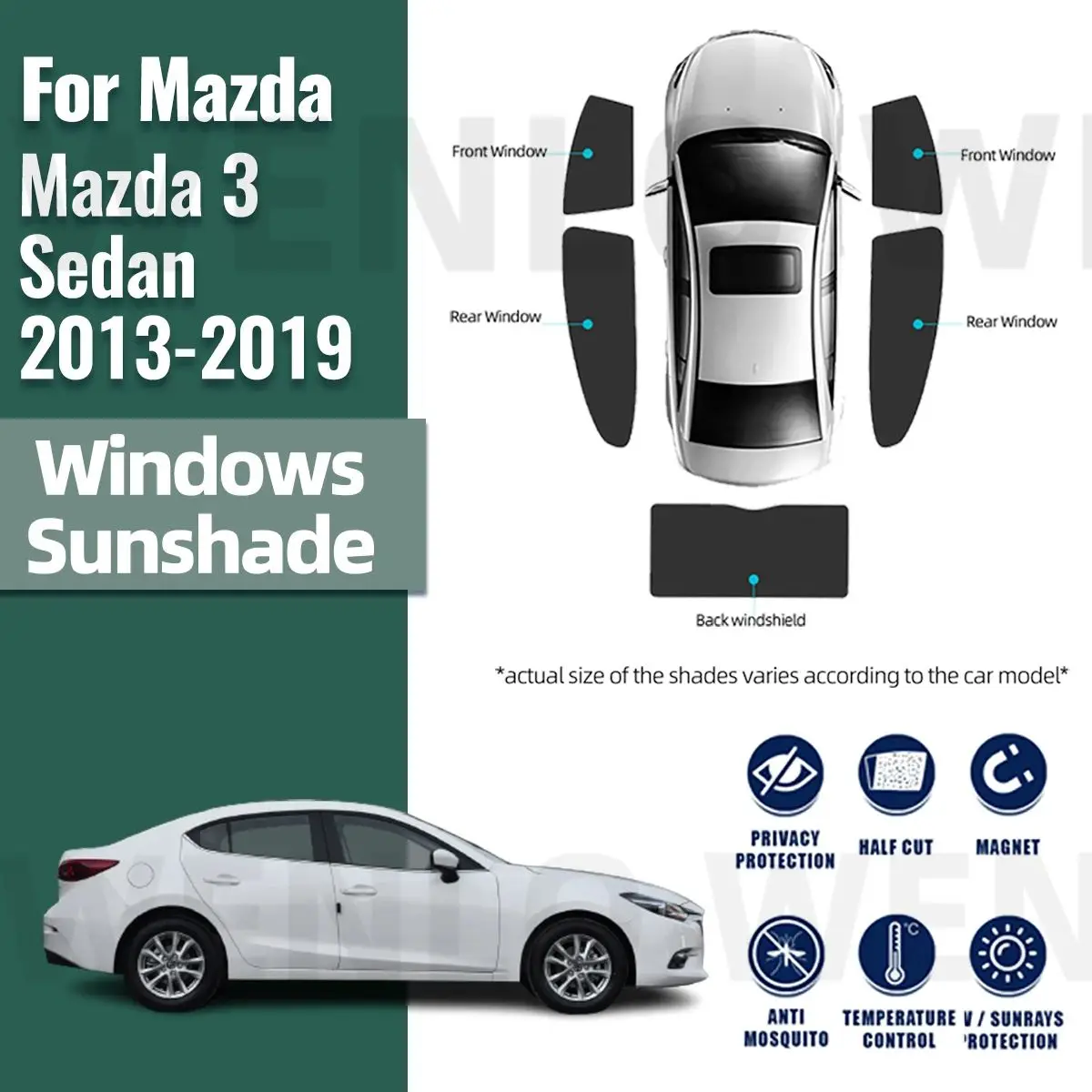 For Mazda 3 Sedan M3 2013-2019 Car Side Window Sunshade Windshield Magnetic Sun Shade Solar Protection Parasol Children Curtains