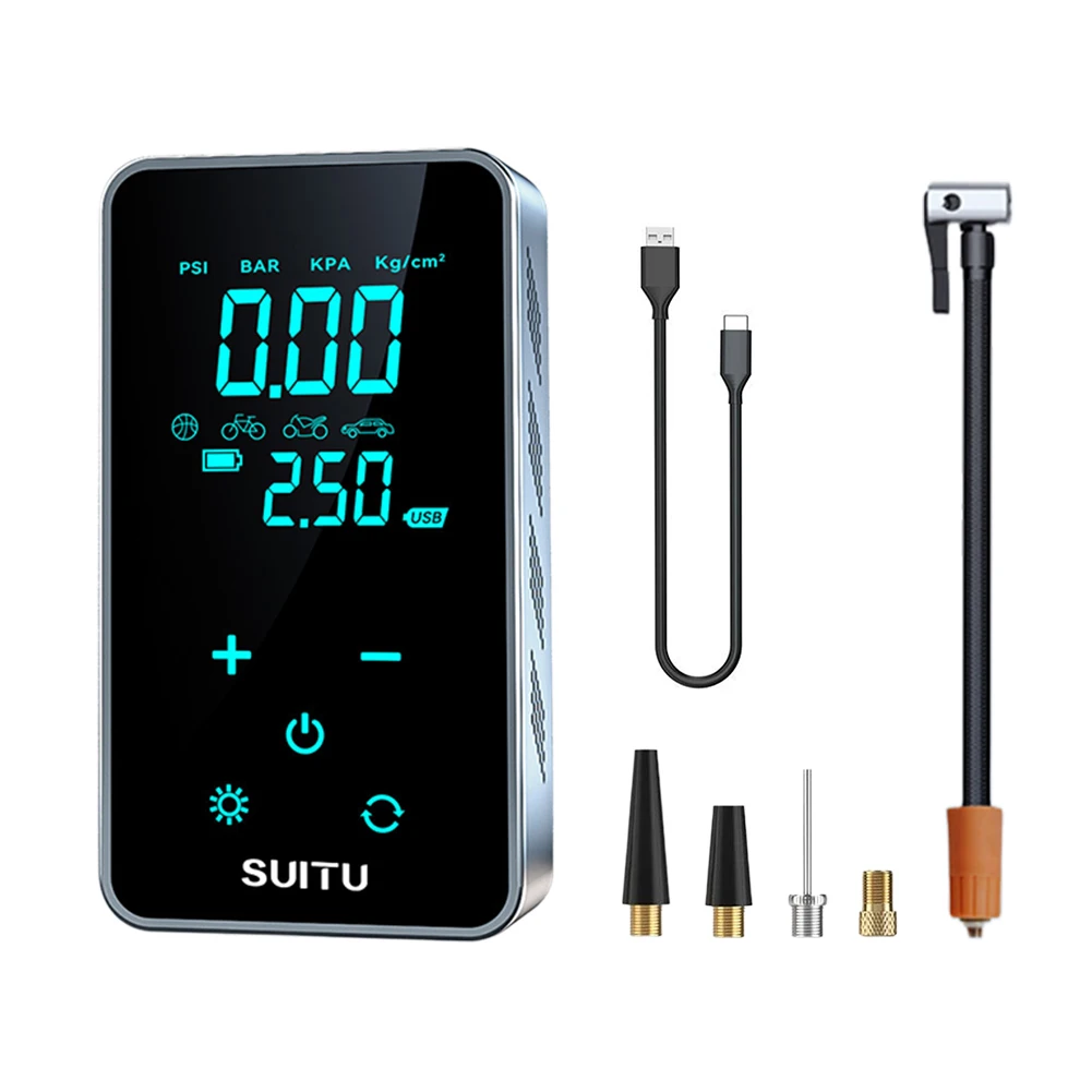 Car Tire Inflator 150PSI Portable Tyre Inflator LCD Display Electronic Inflatable Pump High Precision 1800MAH for Motorcycle Car