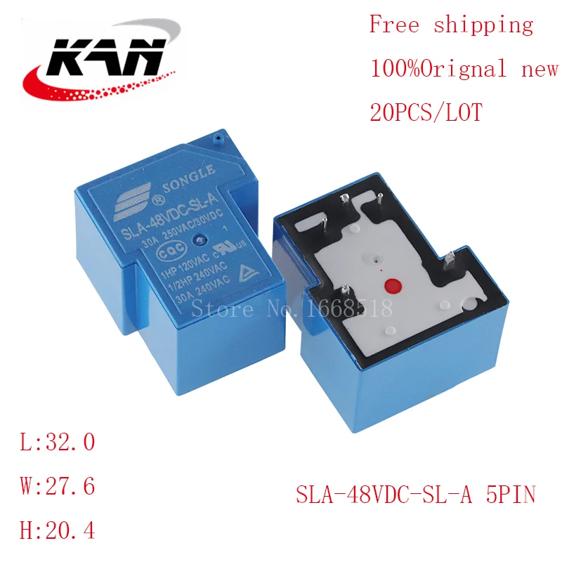 

Free shipping 20pcs relay SLA-48VDC-SL-A 48VDC T90 30A 250VAC 5PIN Original New